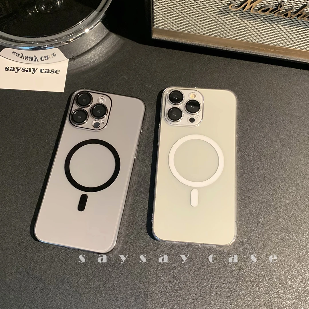 不发黄磁吸手机壳适用iPhone16promax全包超薄15透明硬壳支持磁吸