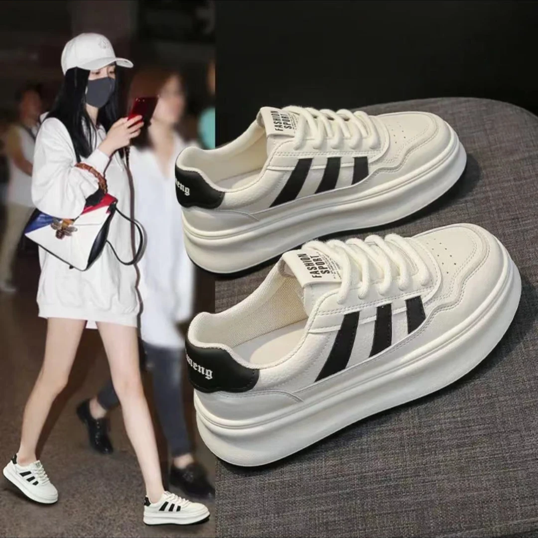 小白鞋女2025新款透网单里春夏秋冬学生百搭休闲单里板鞋厚底女鞋