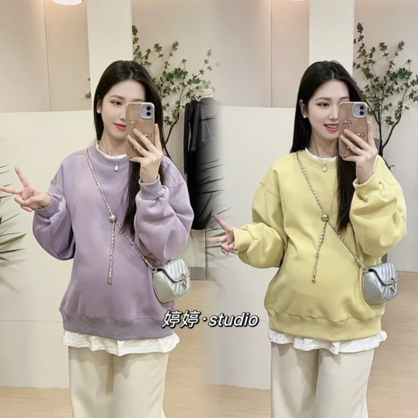 【婷婷家】加厚加绒~假两件设计卫衣~