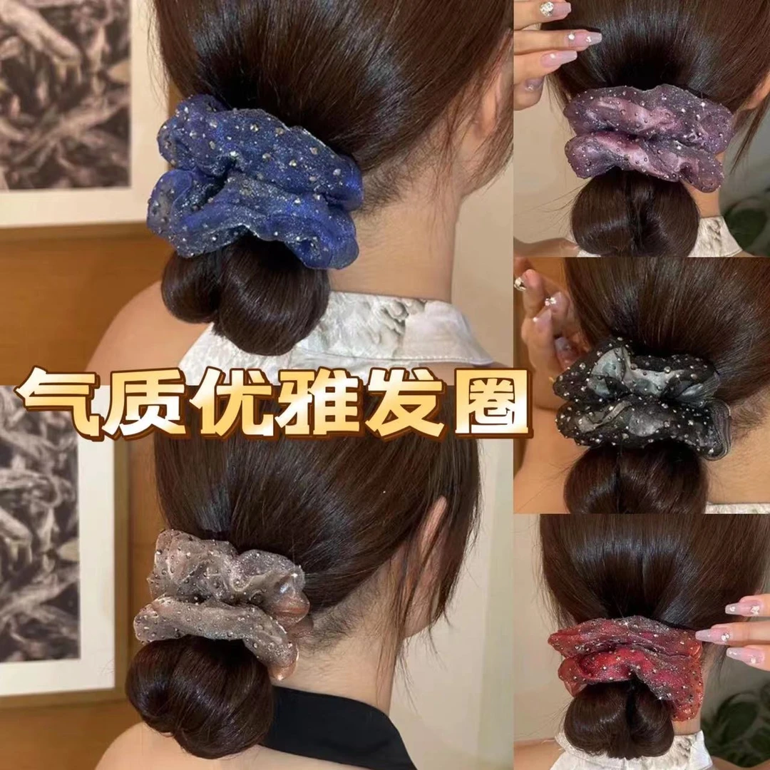 韩版气质简约满钻2024新款高端橡皮筋女扎头发绳高弹力不伤发发圈