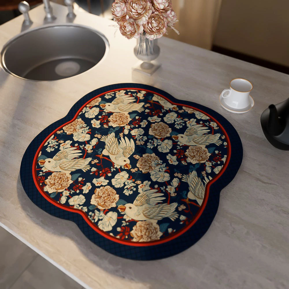 美式轻奢厨房台面沥水垫中式茶室杯垫吸水速干隔热垫异形