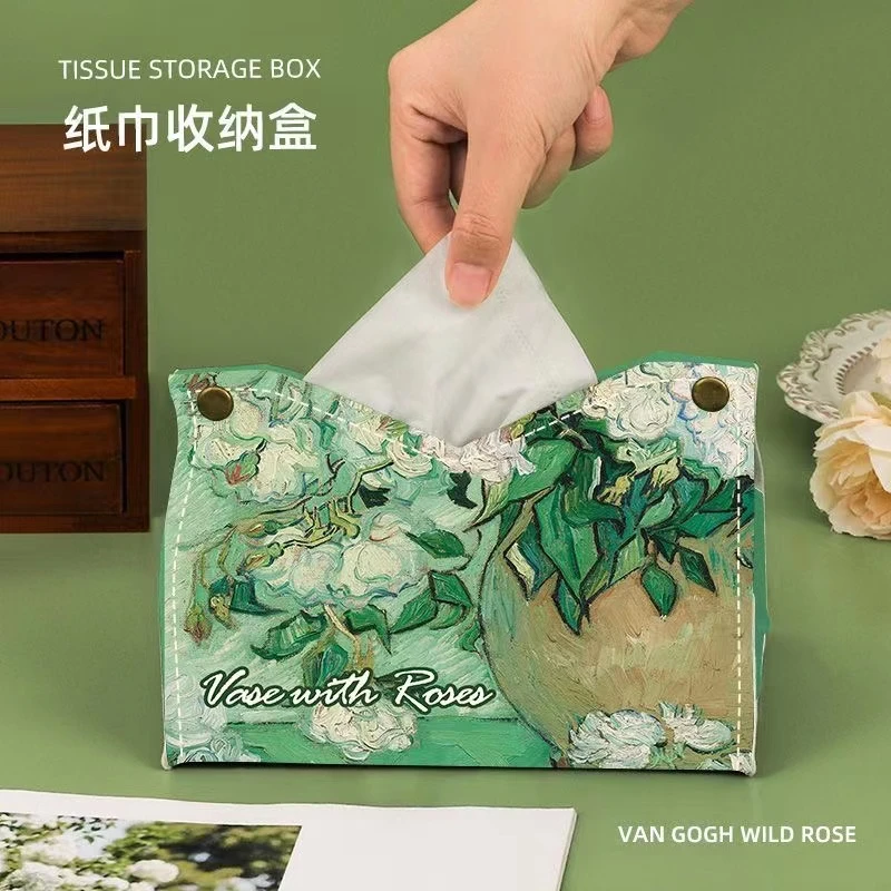【张张家居】油画纸巾盒轻奢风客厅家用桌面纸抽盒防水时尚收纳盒