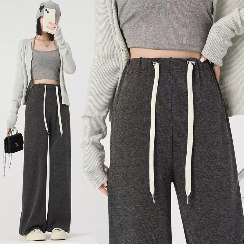 糯米新款孕妇裤产后可穿不勒腰宽松休闲百搭外穿垂感直筒小阔腿裤