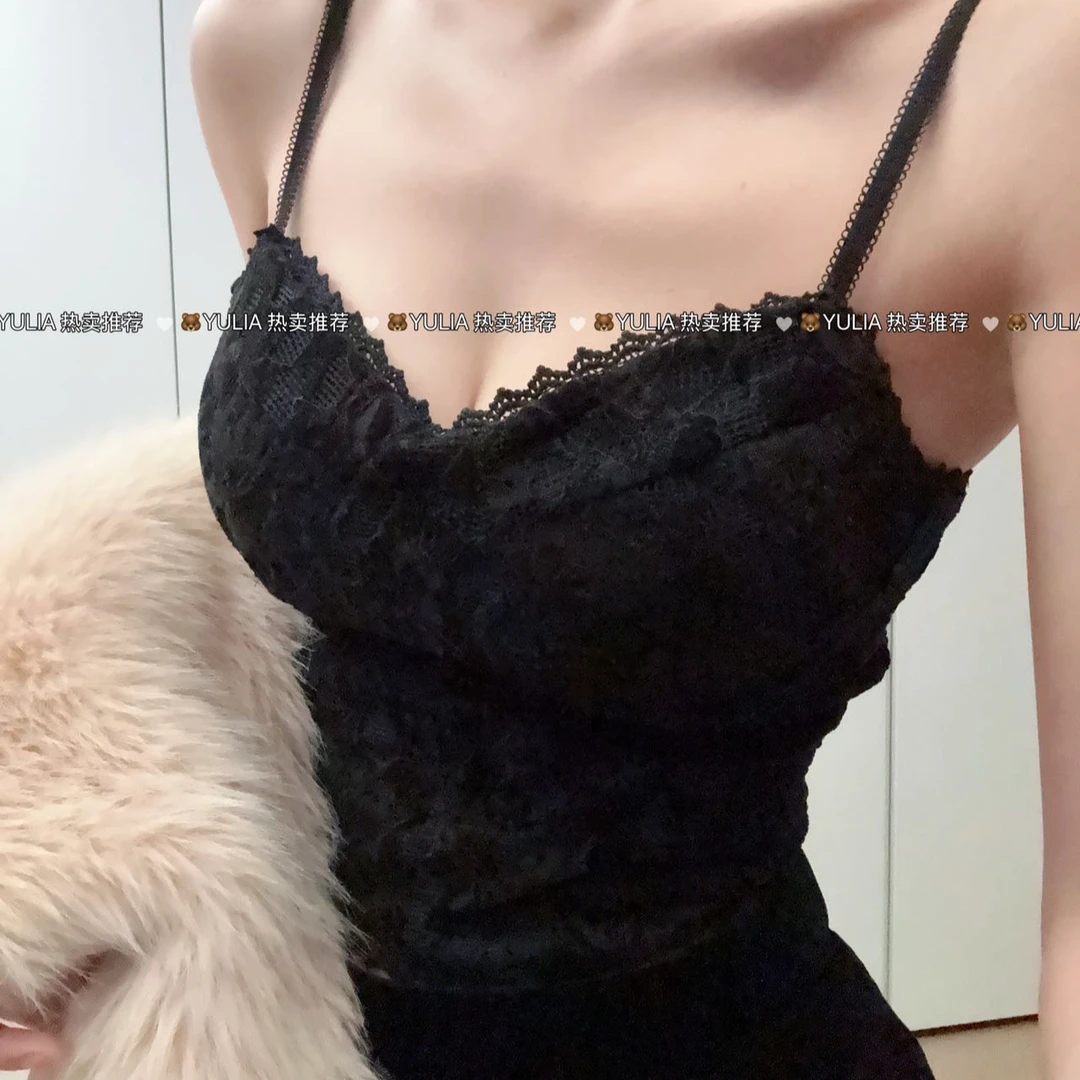 2025小熊衣柜原创新款蕾丝秋冬内搭天菜美背通勤蕾丝吊带x2450