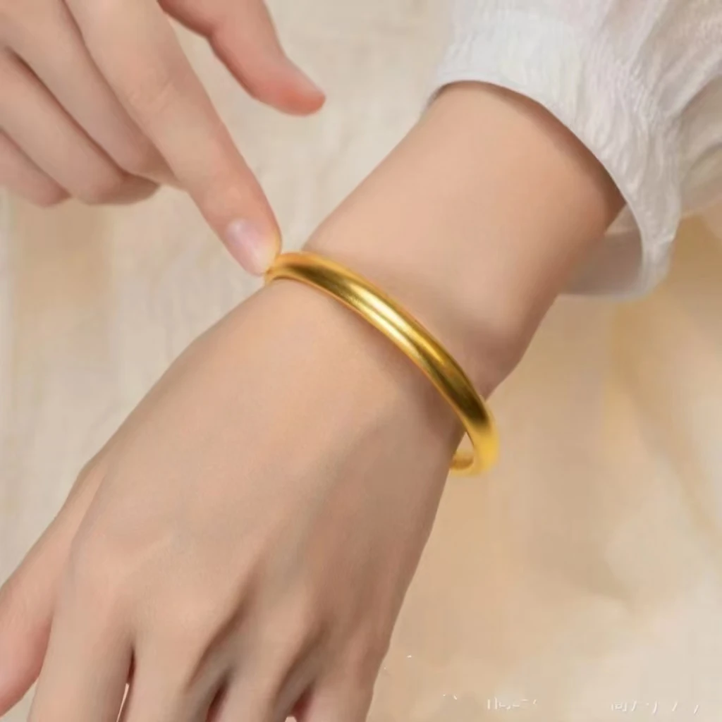 越南金古法传承素圈手镯 泥鳅背宽面无缝复古素面传承手环实心