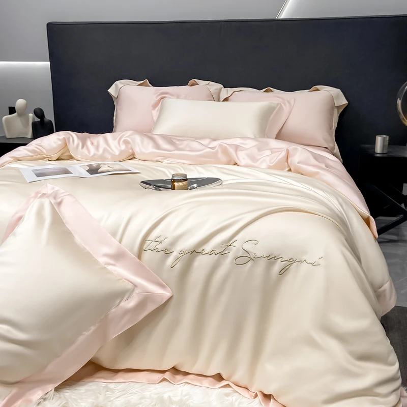 水星高端家纺适用A类200支兰精天丝四件套冰丝夏季高级感床单被套