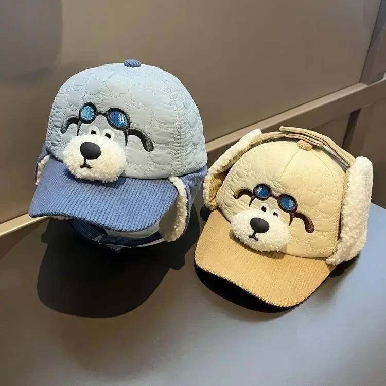 男女童加厚秋冬季保暖卡通可爱鸭舌帽护耳宝宝遮阳防风户外棒球帽