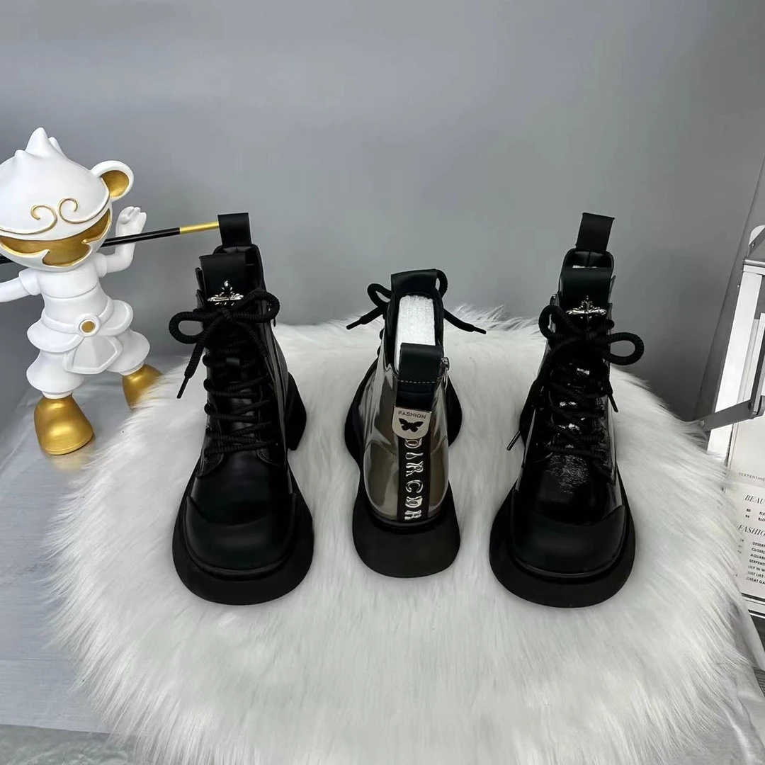 短靴春秋时尚百搭厚底英伦风秋冬秋季系带春秋时尚百搭厚底马丁靴