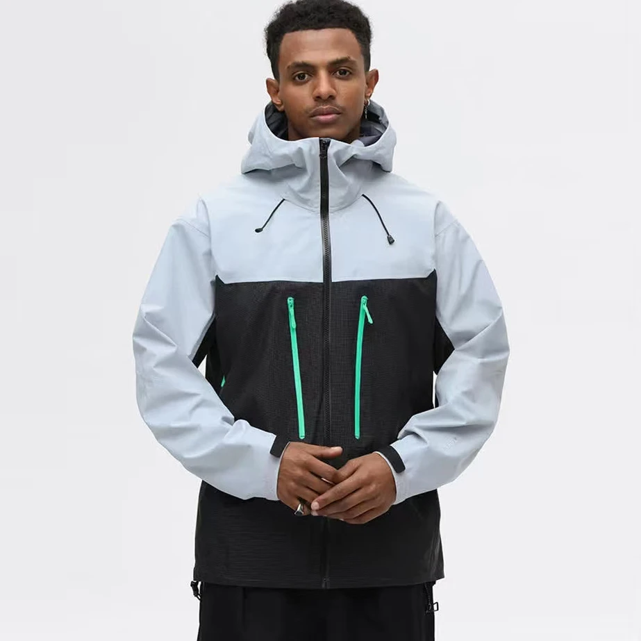 【8861】鸟家同款户外冲锋衣男秋撞色骑行登山服防水防风连帽外套潮