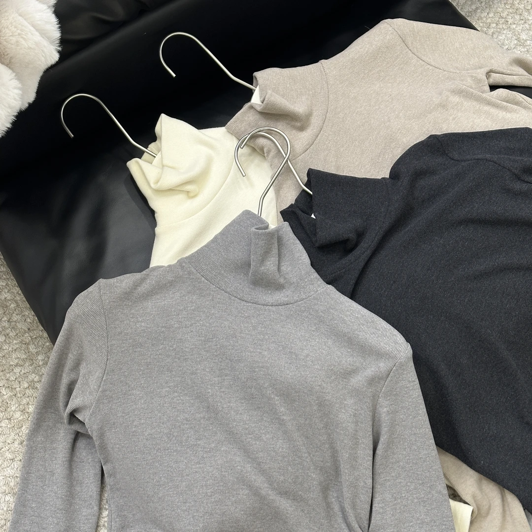 【锦衣鹊羽】3638秋冬堆堆高领绒感弹力打底显瘦百搭上衣打底衫