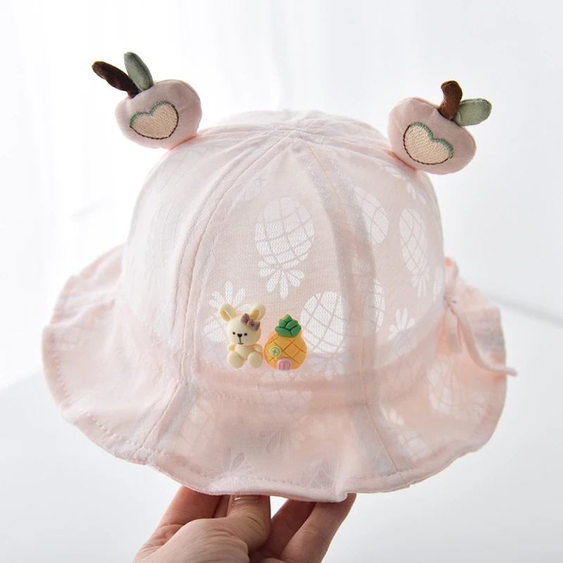 婴儿帽子2023春季新款女童宝宝幼儿可爱盆帽渔夫帽女宝公主太阳帽