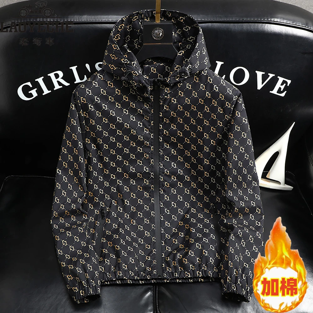 老爷车冬季新款连帽保温保暖二棉棉服外套男轻奢欧洲站棋盘格棉服