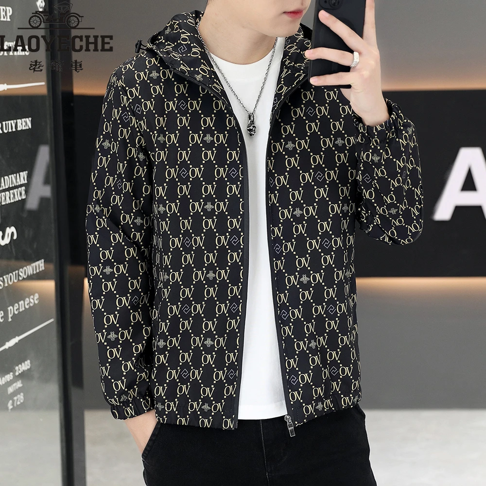 LAOYECHE/老爷车2024新款欧版男夹克春秋季休闲网红潮流连帽外套