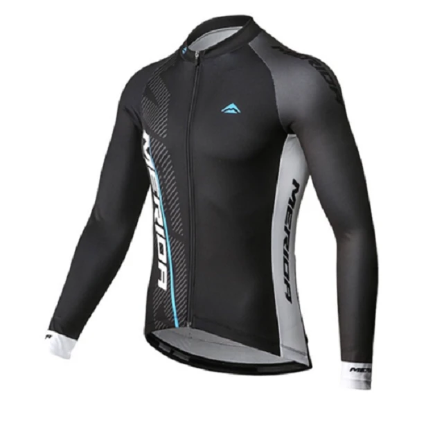 美利达黑灰春秋薄款户外运动透气速干长袖骑行服自行车骑行装备