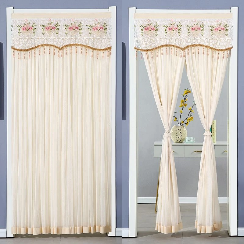 免打孔安装门帘遮光帘卧室门帘挡风家用蕾丝门帘四季帘隔断帘