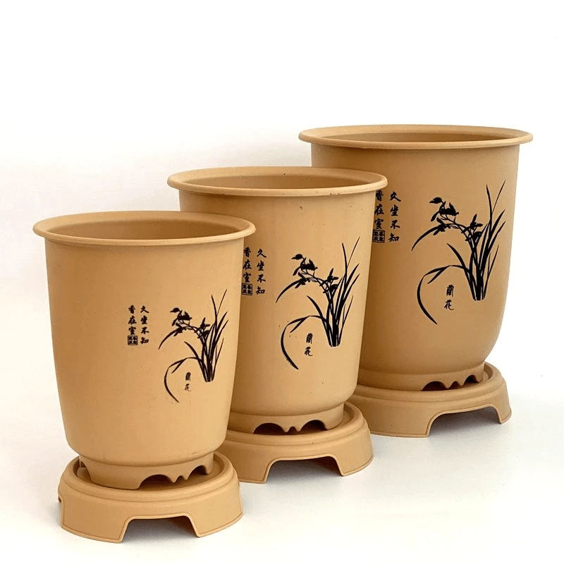 仿紫砂花盆君子兰草兰花蝴蝶兰专用盆塑料花盆批发加厚耐用兰花盆