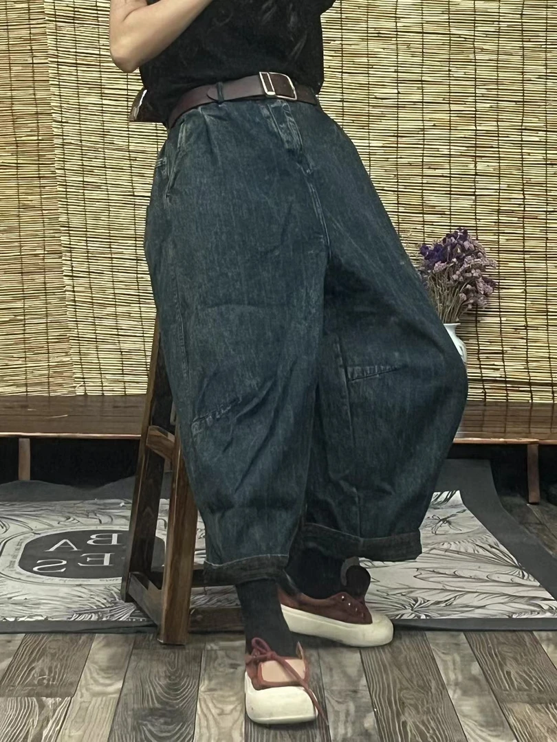 MF 秋季新品条纹百搭休闲女士牛仔裤 臀围128长90