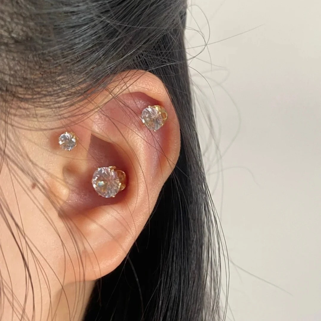锌合金耳饰 磁吸耳骨钉无耳洞可戴耳蜗钉ins超闪耳钉百搭闪钻耳环