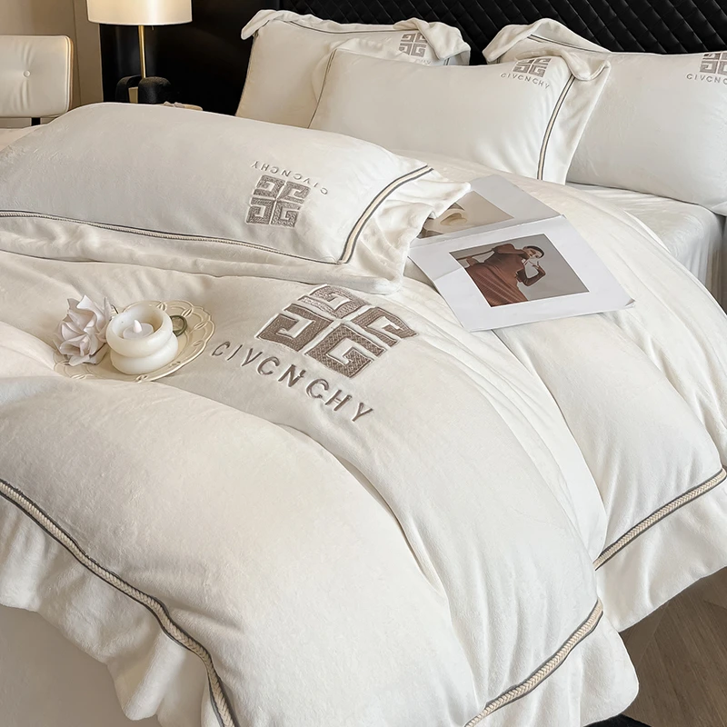 轻奢高级感主卧上档次加厚牛奶绒四件套加绒保暖床单被套床上用品