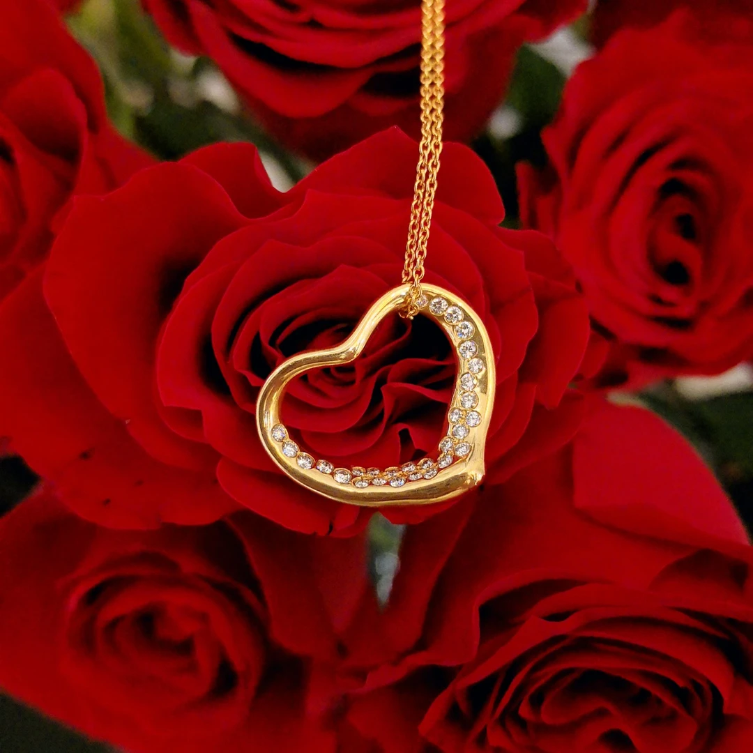 99新 Tiffany & Co./蒂芙尼 爱心满钻项链 41cm 黄金
