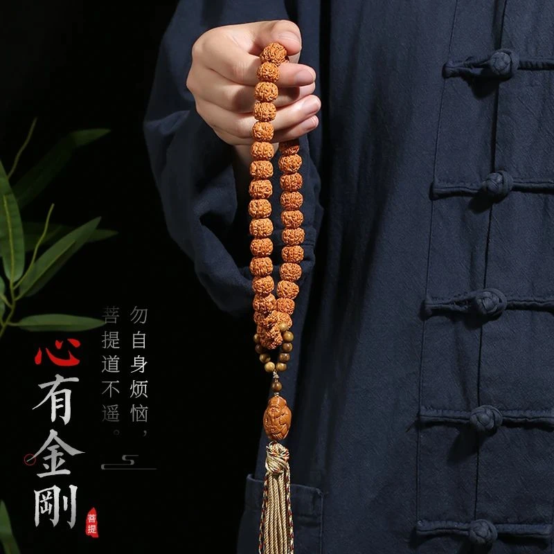 金刚菩提子手串盘串文玩跑环财神吊坠金刚手持男女士佛珠手串