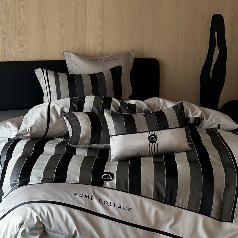 【LANRENMIAO】2025新款重塑高奢澳棉韩式拼边系列四件套条纹