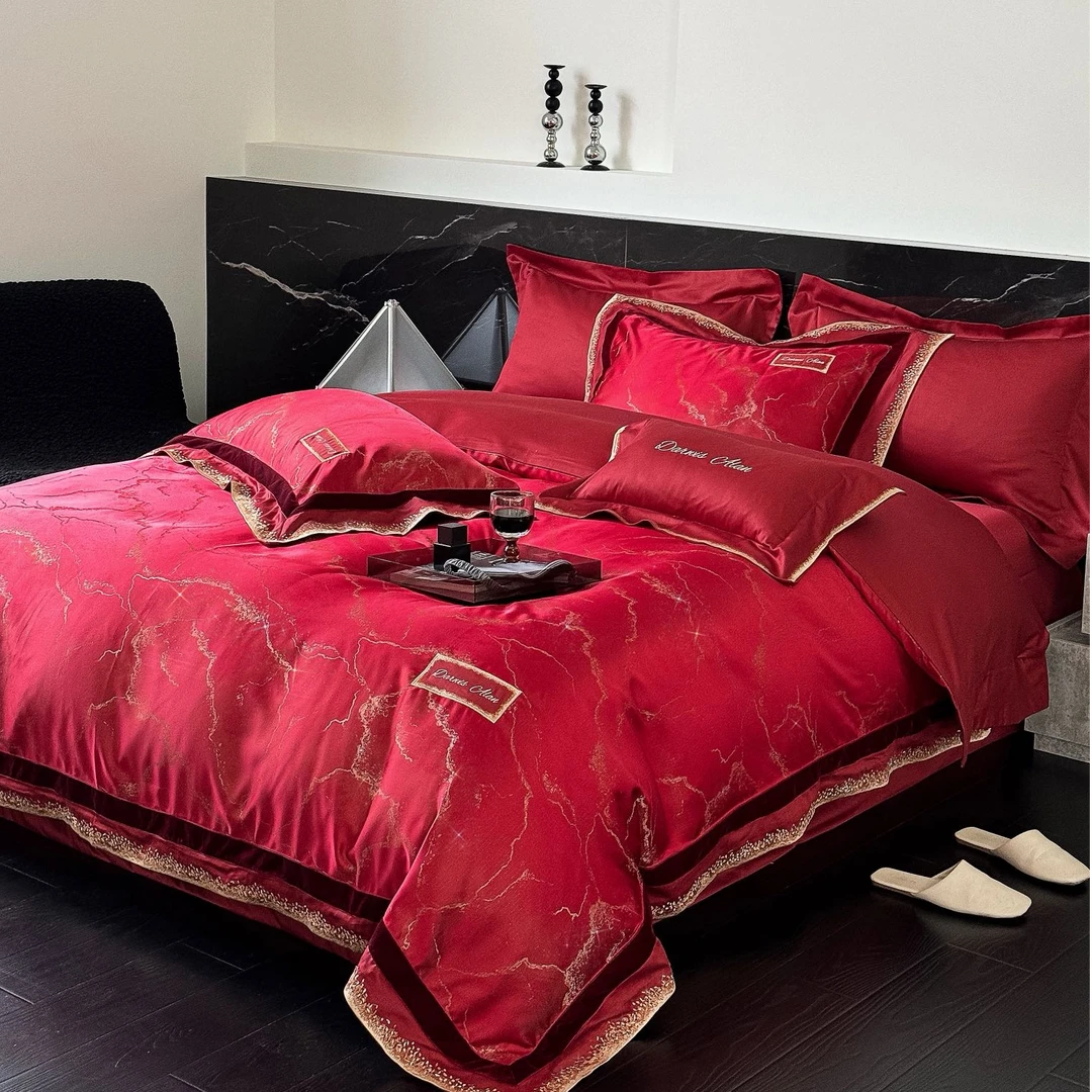 【LANRENMIAO】瑰丽岩喜高精密鎏金提花100S长绒棉轻奢