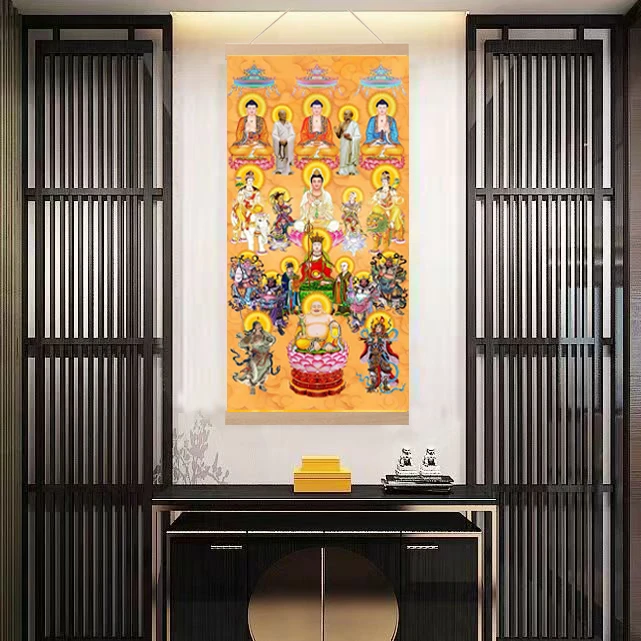 三全堂挂画佛堂菩萨职来佛祖全佛图供奉卷轴画挂画观世音菩萨挂画