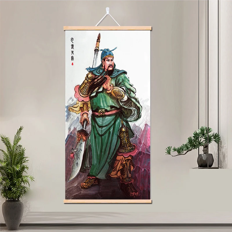 关公画像关二爷客厅玄关挂画新中式装饰画定制背景墙画饭店壁画