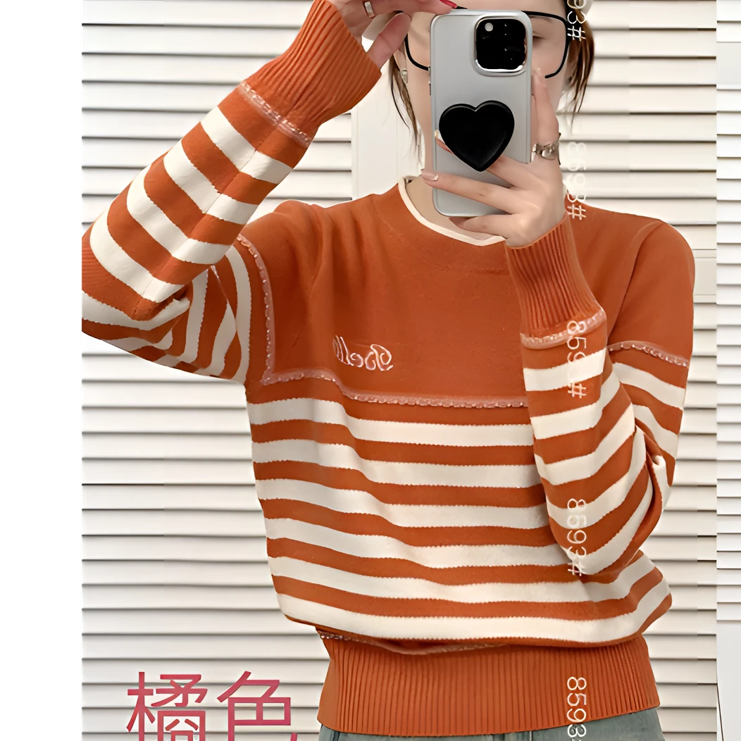 8593条纹圆领羊毛混 2 长袖（剪标款）