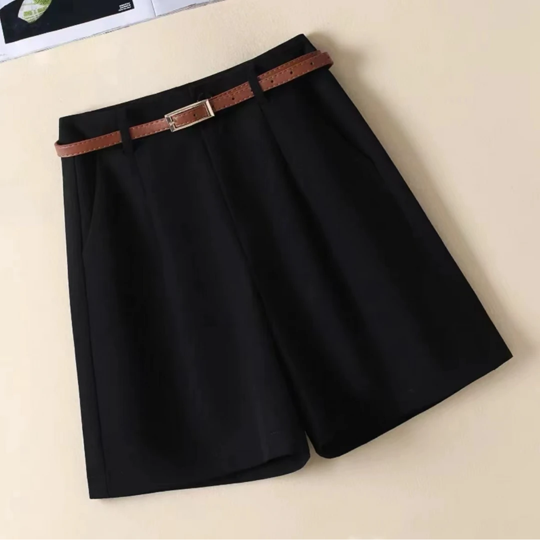 9885【送腰带夏季新款西装短裤女高腰显瘦a字阔腿休闲气质百搭裤子