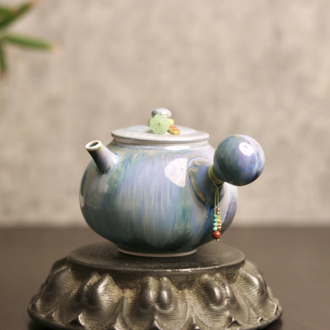 茗器山房 苏打烧侧把壶窑变釉茶壶茶具 200cc