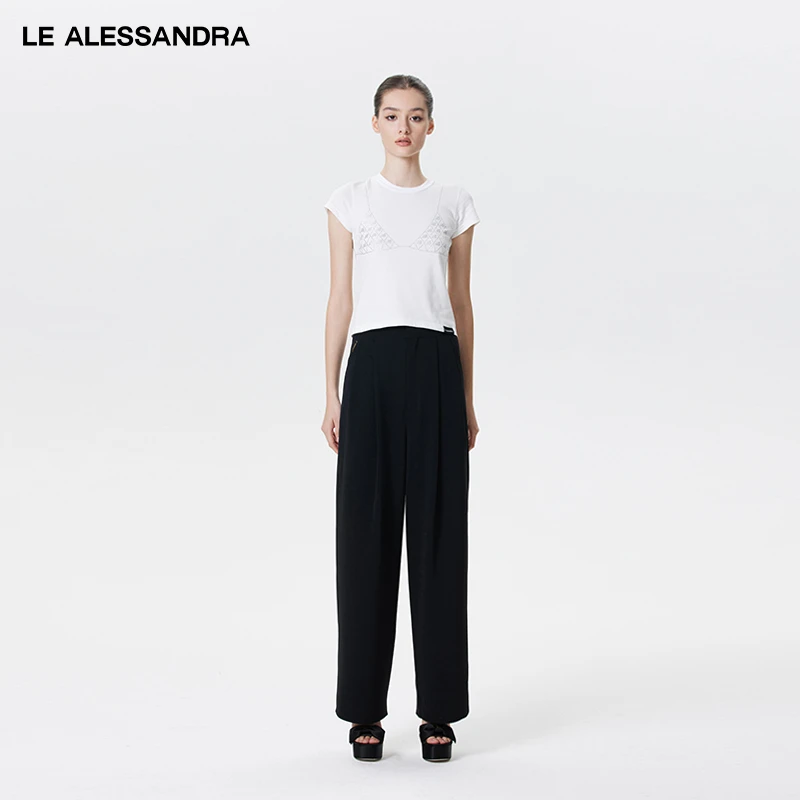 品牌直营 LE ALESSANDRA Cristal Bra T-shirt修身短袖T恤上衣夏