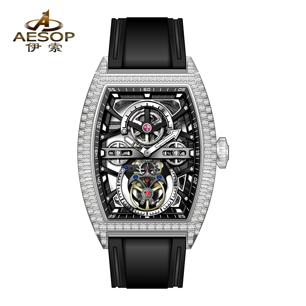 AESOP/伊索伊索正品陀飞轮手表机械表时尚潮流腕表男士皮带防水