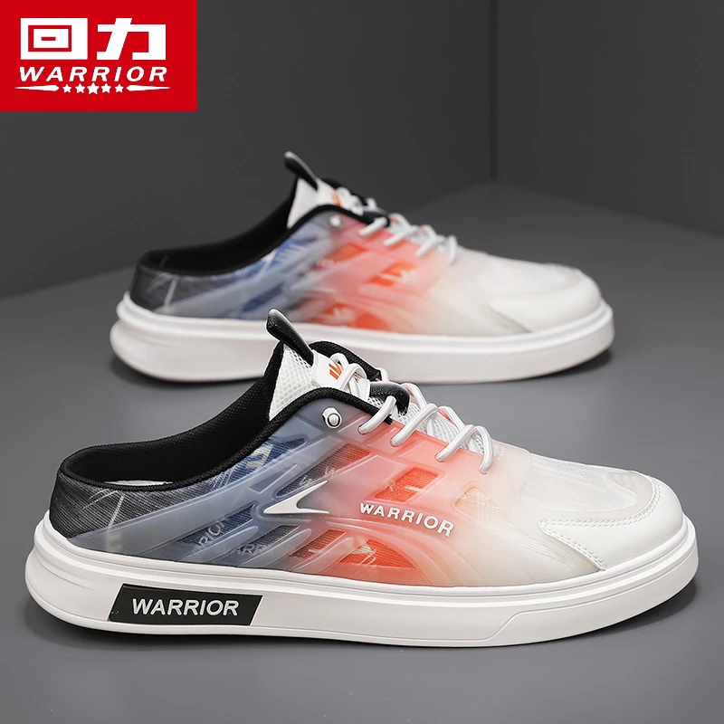 回力半拖男鞋2025新款冬季潮流网面休闲无后跟一脚蹬男士包头拖鞋