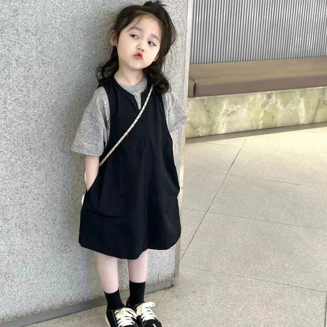 女小童夏季短袖套装女孩韩范港风新款小童女宝时尚洋气宽松两件套