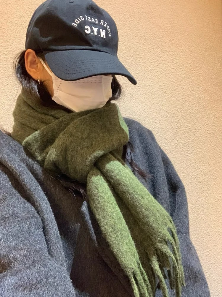 25S 绿野仙踪羊毛混纺围巾高级感防风防寒加厚纯色百搭保暖披肩