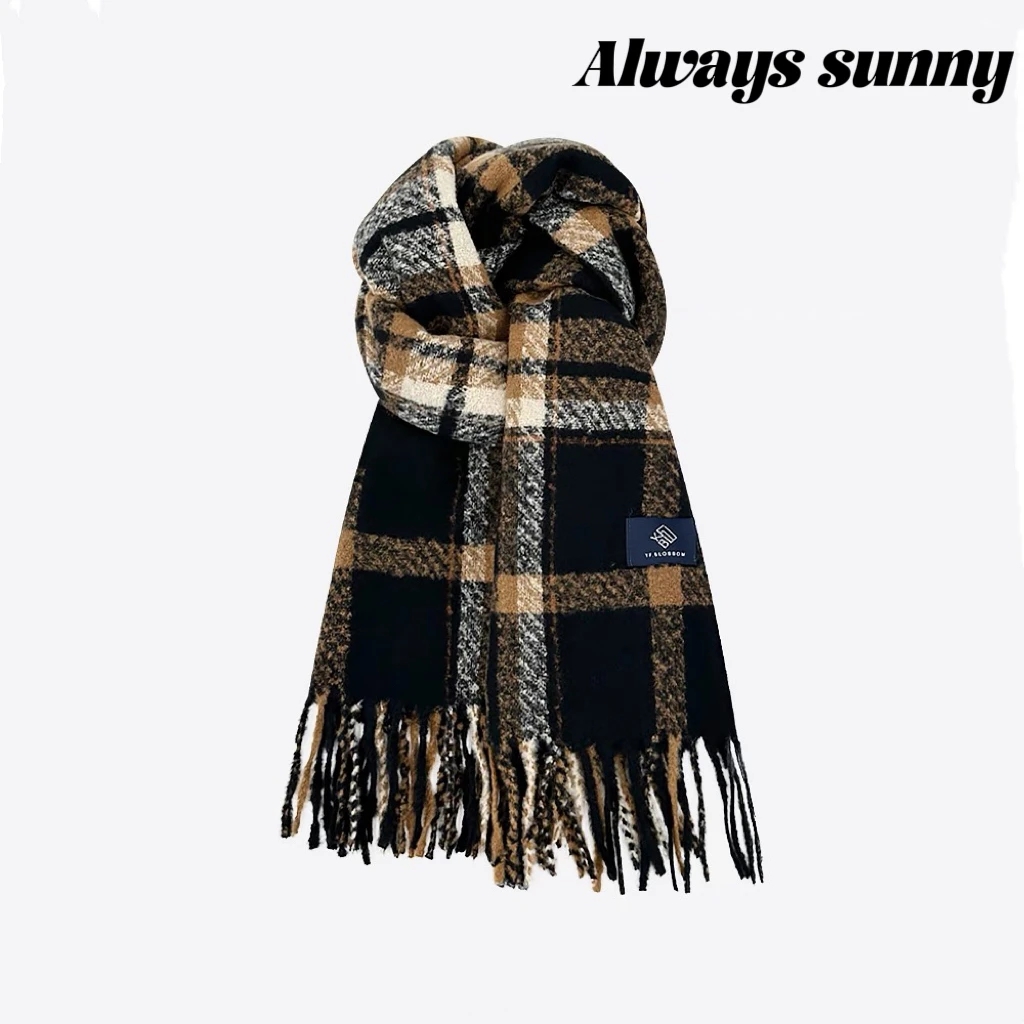 24S 韩系氛围格子围巾女款冬季加大加厚保暖高级感显白围脖披肩