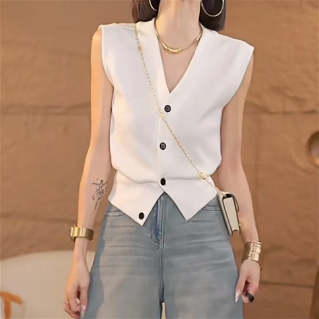 法式轻奢高端显瘦V领西装马甲女夏季款外搭叠穿薄款坎肩上衣1998