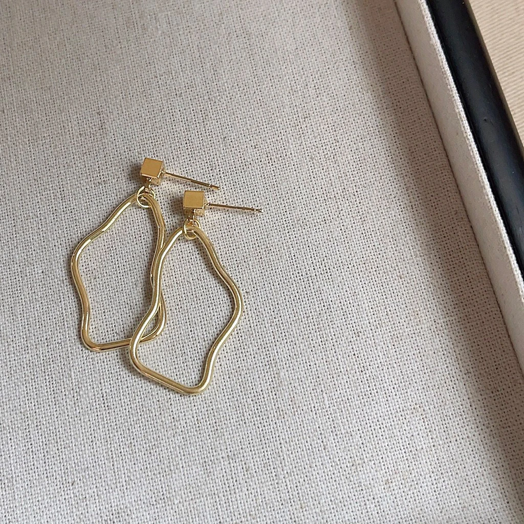 铜合金耳饰 素款小众个性ins耳环不规则图案金色简约冷淡风耳钉