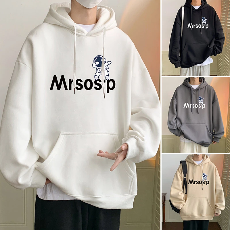 套头帽衫秋季新款字母印花卫衣ins港风男士休闲上衣情侣连帽宽松