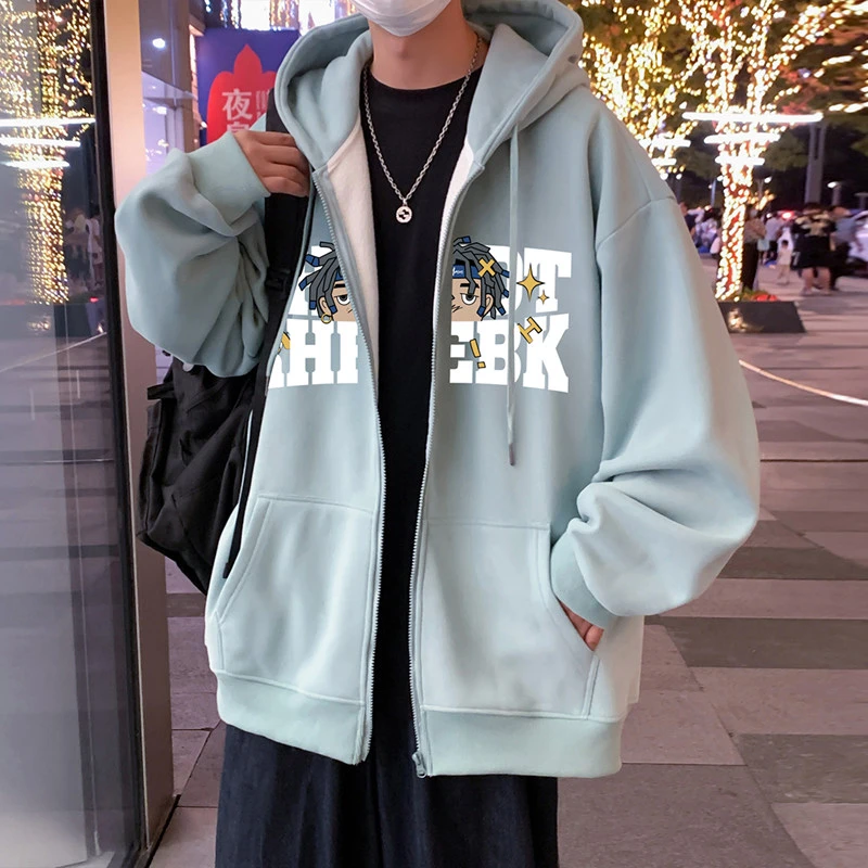 卫衣男秋冬季新款宽松连帽开衫外套潮流情侣休闲字母印花上衣服