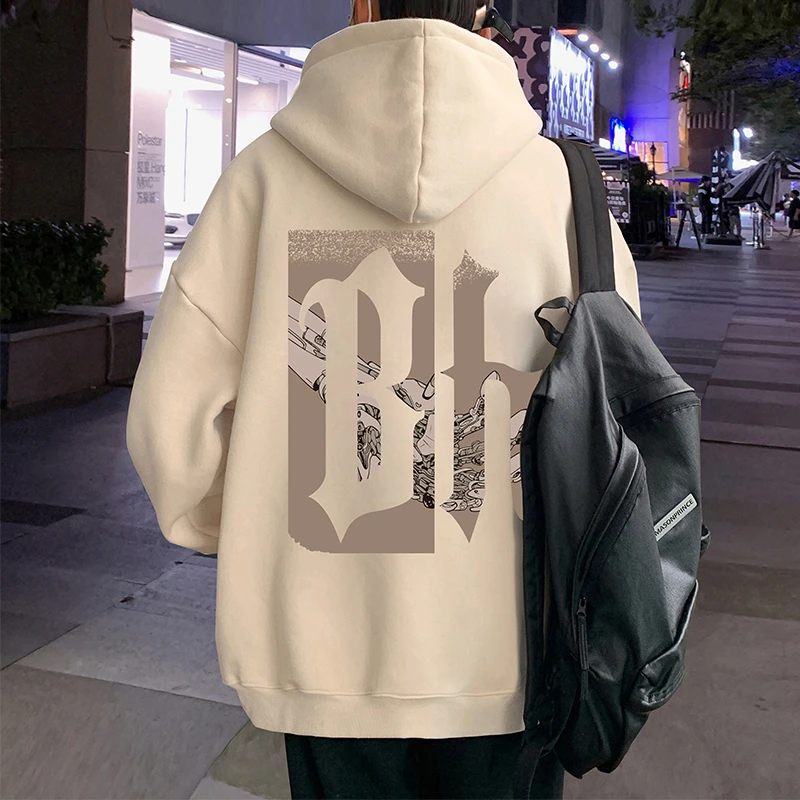 保暖防寒~连帽开衫~字母机械印花~加绒卫衣