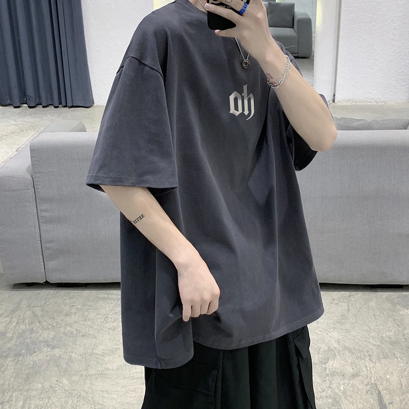 字母印花休闲半袖短袖T恤夏季百搭情侣嘻哈美式衣服韩版体恤宽松