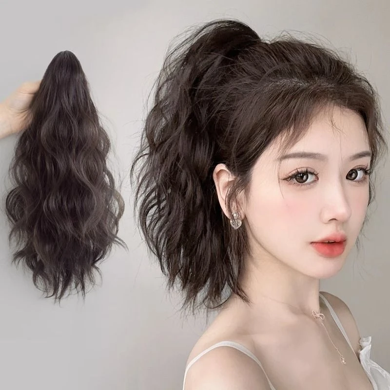 假马尾女抓夹云朵烫仿真发高马尾网红辫子自然蓬松短发卷马尾超轻