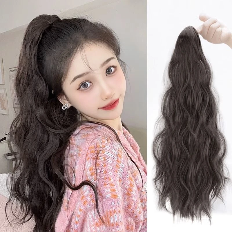 马尾女自然仿真发长发抓夹水波纹高马尾蓬松网红辫子一体卷发马尾