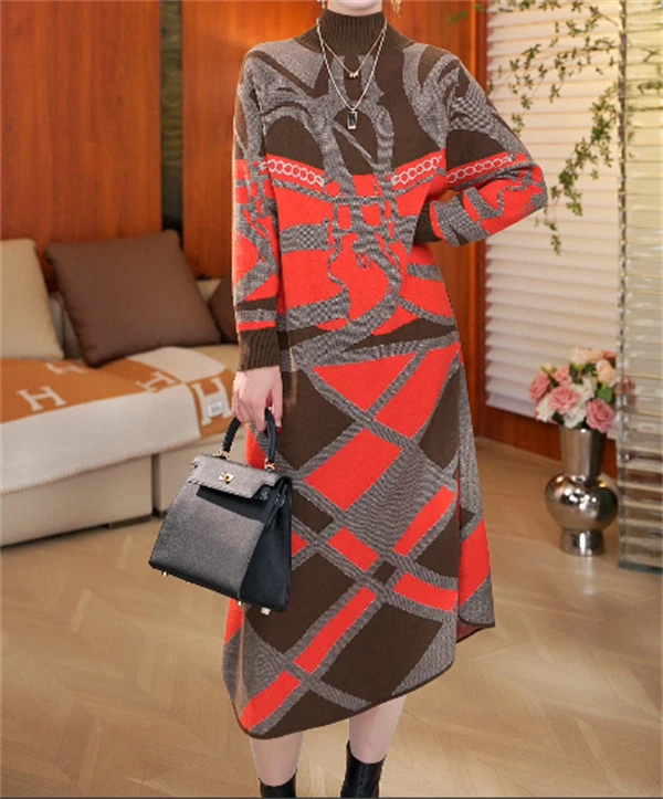 春夏新款重磅【香艳夺目】宽松保暖百搭显瘦女毛衣连衣裙-1052#