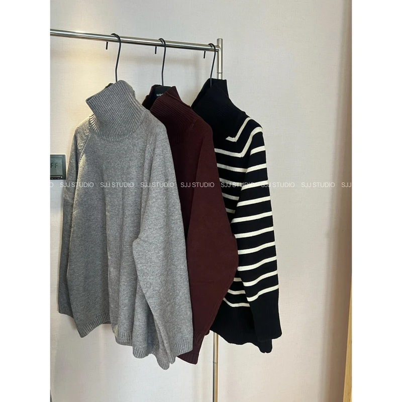 【娇娇私服订制】秋冬新款休闲高领宽松针织毛衣11309#