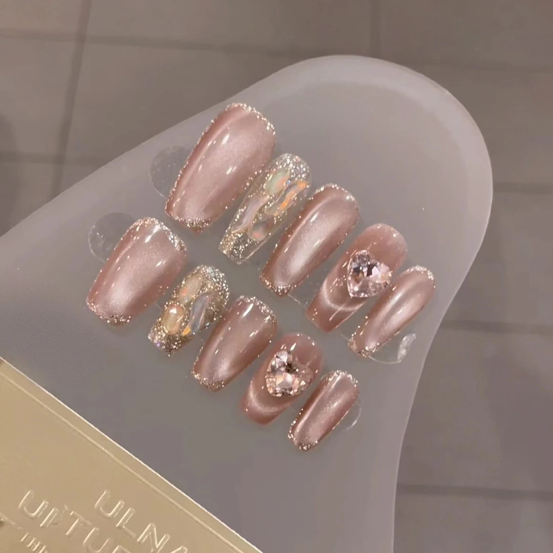 【一见倾心】2024年新款猫眼拉线纯手工穿戴甲显白气质温柔方便成品