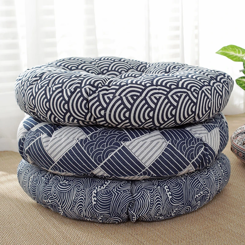 日式圆形棉麻加厚布艺蒲团阳台飘窗屁垫榻榻米窗台坐垫地面打坐垫